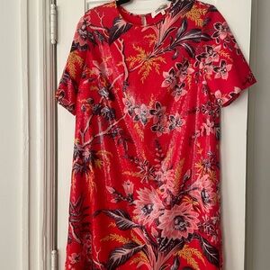 Diane Von Furstenberg Red Sequin Shift Dress